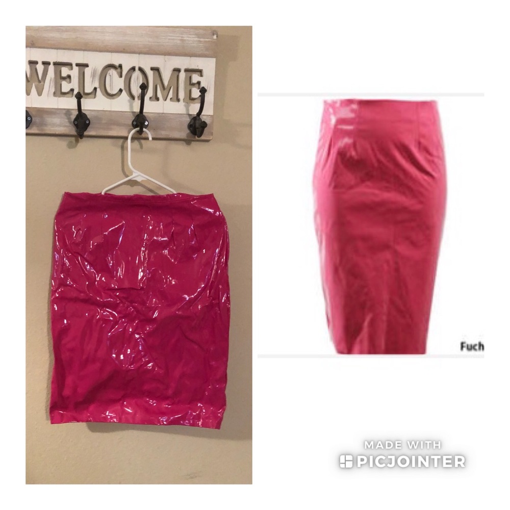 Cute faux pink leather skirt never worn!